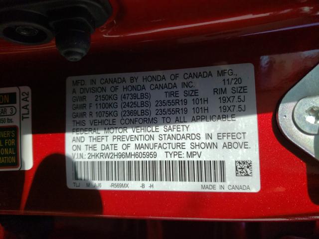 2021 HONDA CR-V TOURI 2HKRW2H96MH605959