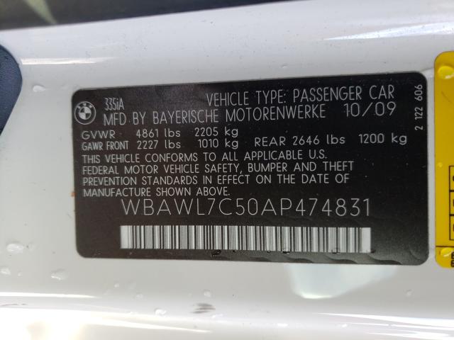 2010 BMW 335 I WBAWL7C50AP474831