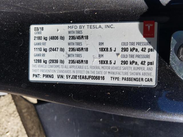2018 TESLA MODEL 3 5YJ3E1EA8JF006816