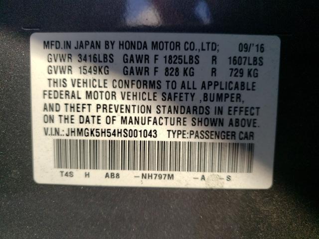2017 HONDA FIT LX JHMGK5H54HS001043