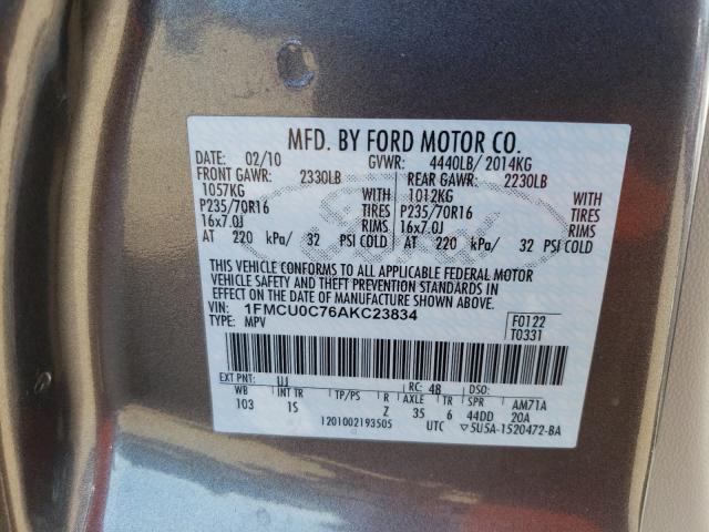 2010 FORD ESCAPE XLS 1FMCU0C76AKC23834