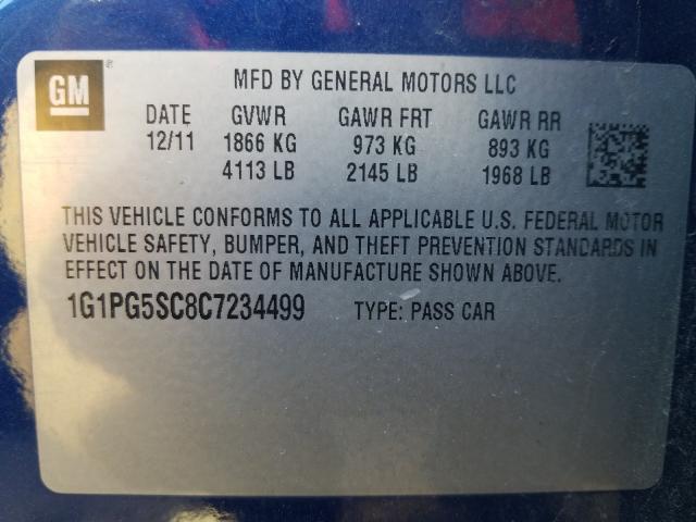 2012 CHEVROLET CRUZE 1G1PG5SC8C7234499