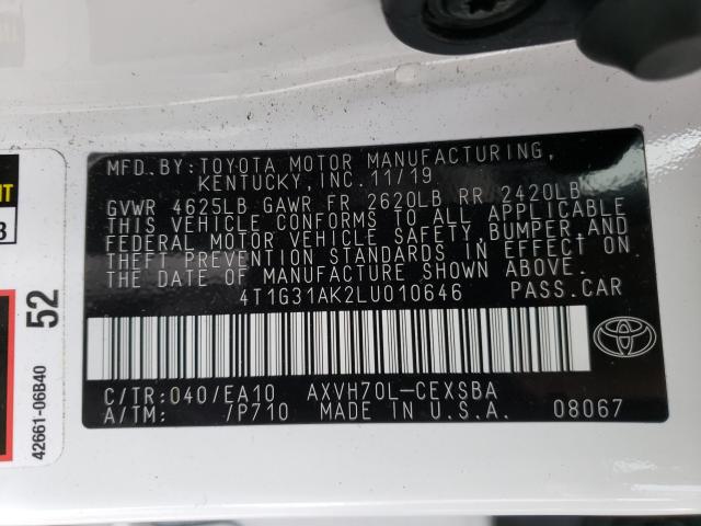 2020 TOYOTA CAMRY SE - 4T1G31AK2LU010646