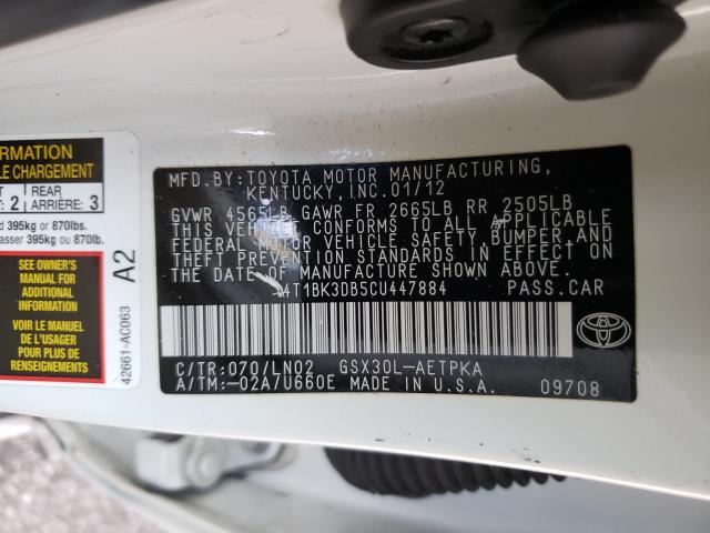 2012 TOYOTA AVALON BAS 4T1BK3DB5CU447884