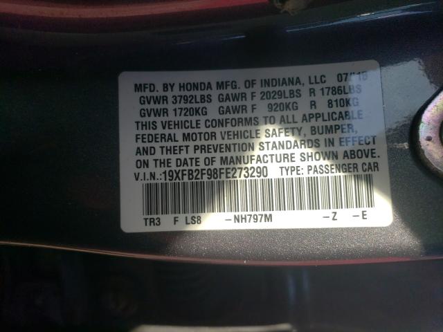 2015 HONDA CIVIC EXL 19XFB2F98FE273290