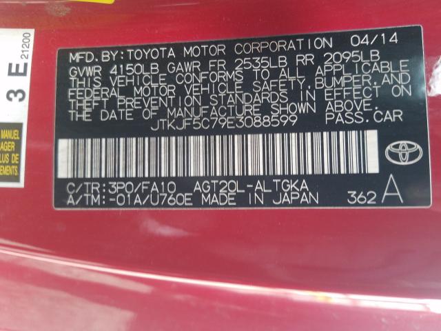 2014 TOYOTA SCION TC JTKJF5C79E3088599