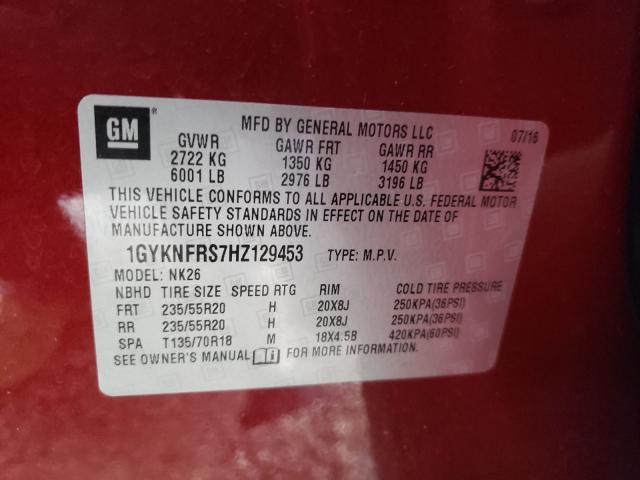 2017 CADILLAC XT5 PLATIN 1GYKNFRS7HZ129453