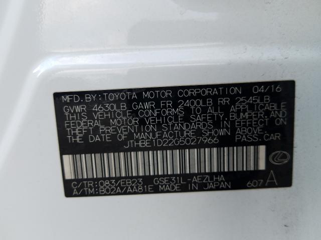 2016 LEXUS IS 350 JTHBE1D22G5027966