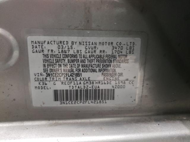 2015 NISSAN VERSA SV 3N1CE2CP2FL421851