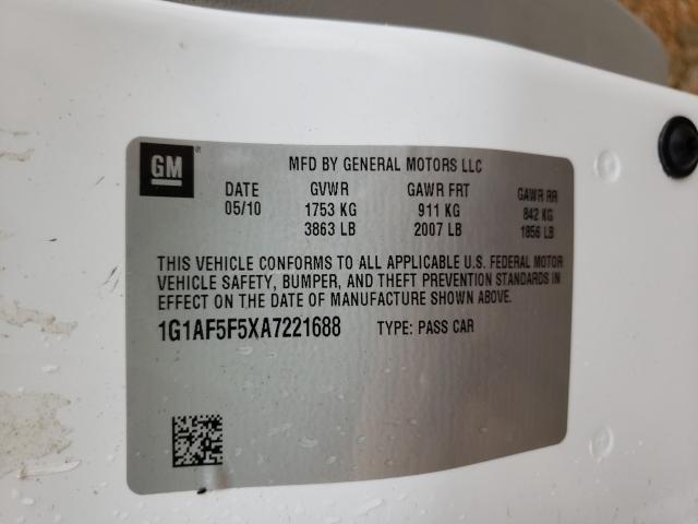 2010 CHEVROLET COBALT 2LT 1G1AF5F5XA7221688