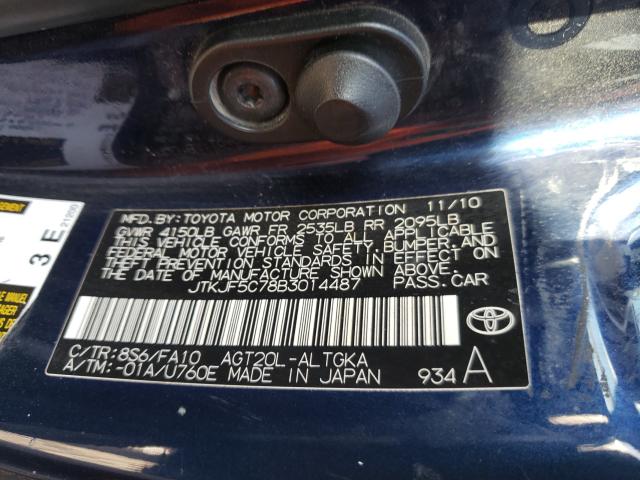 2011 TOYOTA SCION TC JTKJF5C78B3014487