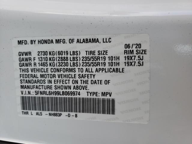 2020 HONDA ODYSSEY EL 5FNRL6H99LB069974