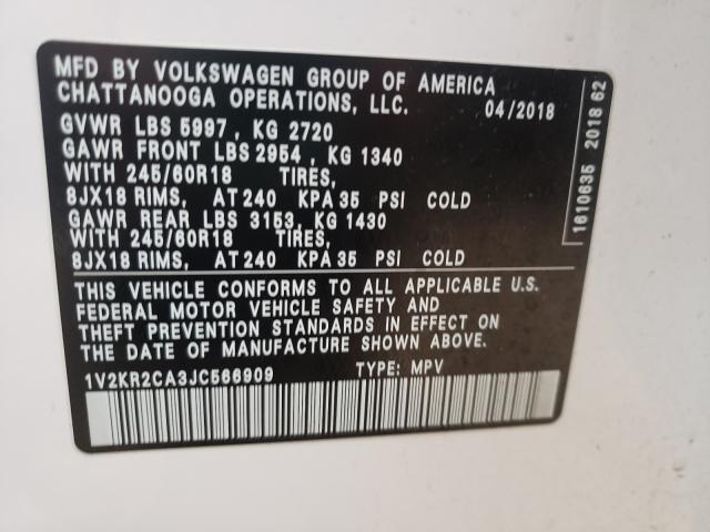 2018 VOLKSWAGEN ATLAS SE 1V2KR2CA3JC566909