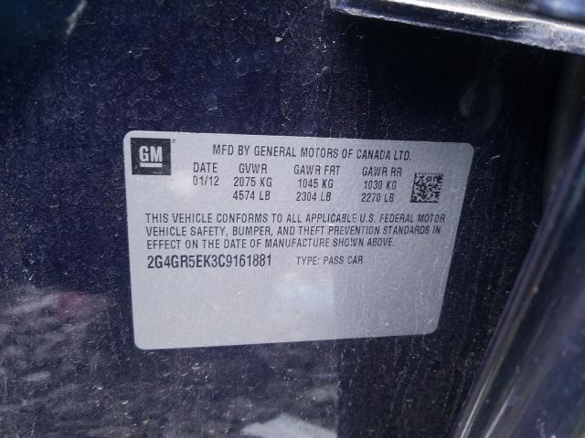 2012 BUICK REGAL 2G4GR5EK3C9161881