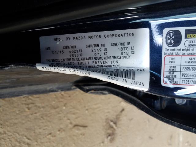 2015 MAZDA 3 SV JM1BM1T74F1270122