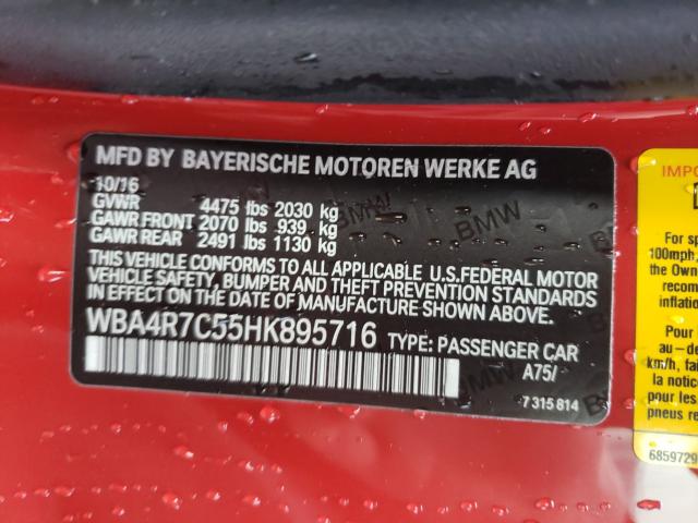 2017 BMW 430I WBA4R7C55HK895716