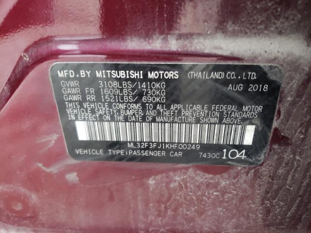 2019 MITSUBISHI MIRAGE G4 ML32F3FJ1KHF00249