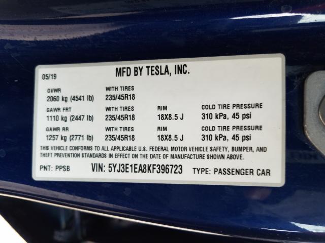 2019 TESLA MODEL 3 5YJ3E1EA8KF396723