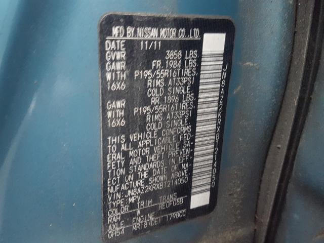 2011 NISSAN CUBE BASE JN8AZ2KRXBT214050