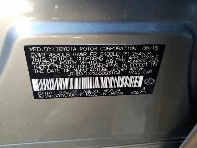2016 LEXUS IS 200T - JTHBA1D2XG5003104