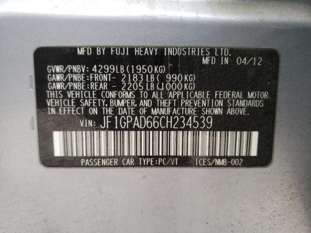 2012 SUBARU IMPREZA PR JF1GPAD66CH234539