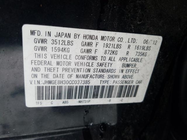 2012 HONDA FIT JHMGE8H30CC037385
