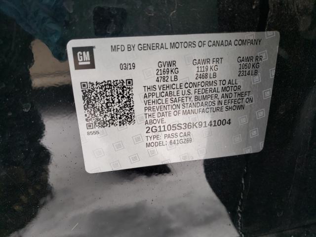 2019 CHEVROLET IMPALA PRE 2G1105S36K9141004