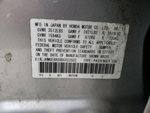 2011 HONDA FIT JHMGE8H38BC022602