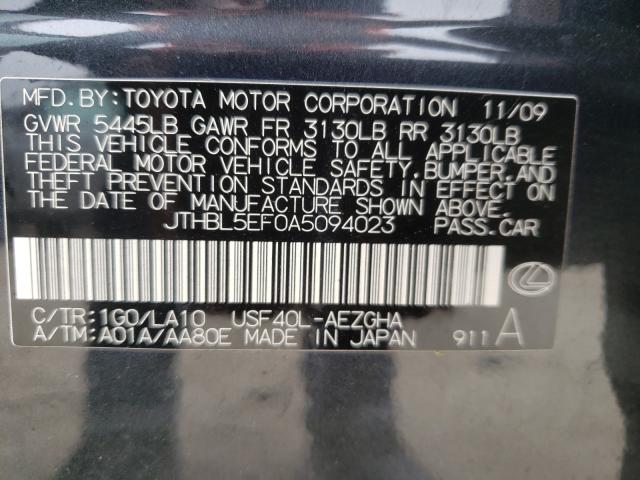 2010 LEXUS LS 460 JTHBL5EF0A5094023