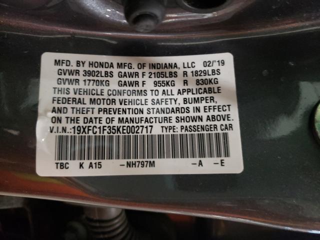 2019 HONDA CIVIC 19XFC1F35KE002717
