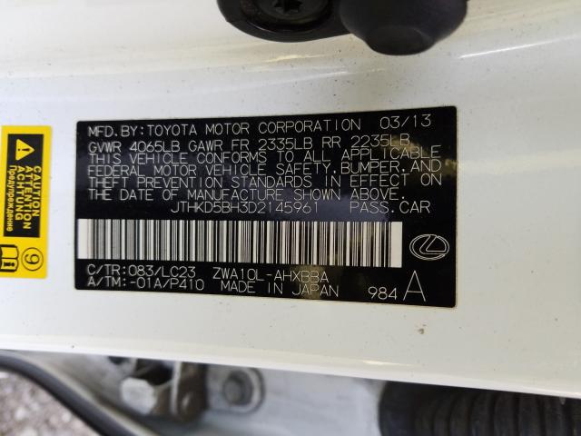 2013 LEXUS CT 200 JTHKD5BH3D2145961
