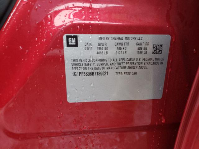 2011 CHEVROLET CRUZE 1G1PF5S96B7189021