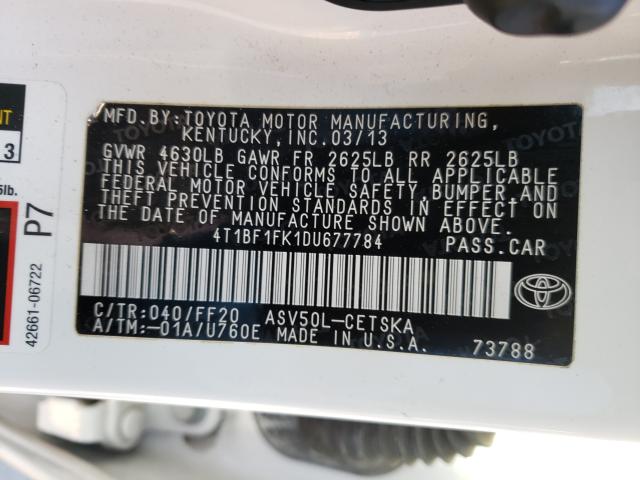 2013 TOYOTA CAMRY L - 4T1BF1FK1DU677784