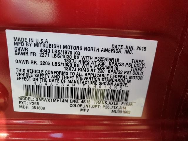 2015 MITSUBISHI OUTLANDER - 4A4AP3AW1FE041455