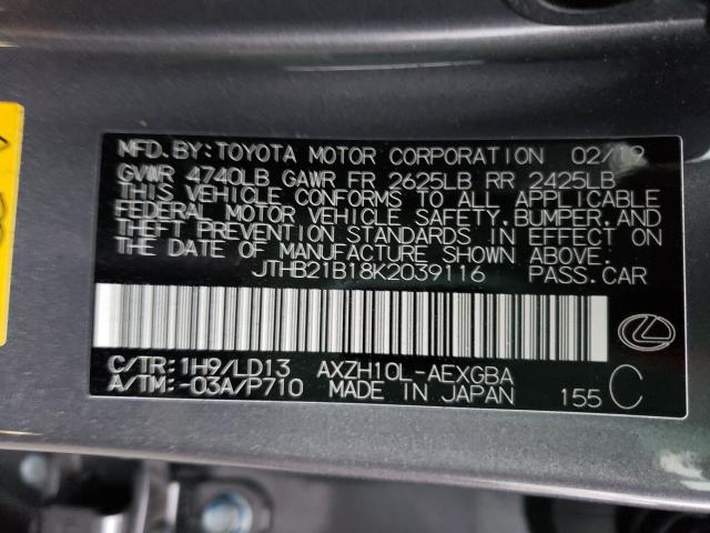 2019 LEXUS ES 300H JTHB21B18K2039116
