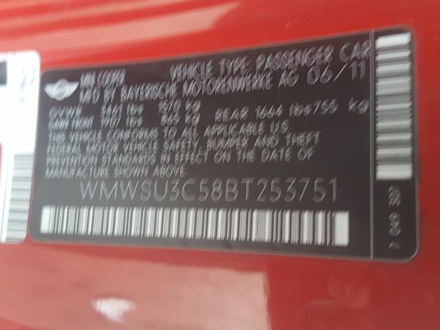 2011 MINI COOPER WMWSU3C58BT253751