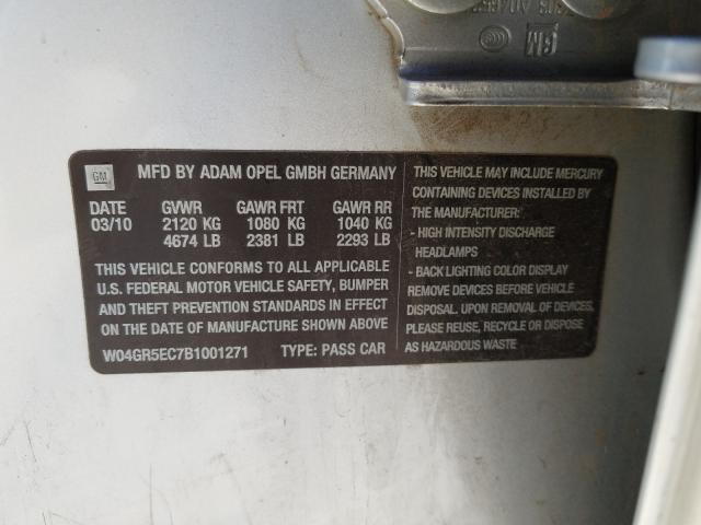 2011 BUICK REGAL CXL W04GR5EC7B1001271