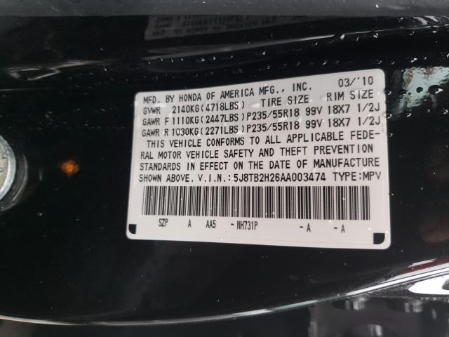 2010 ACURA RDX 5J8TB2H26AA003474