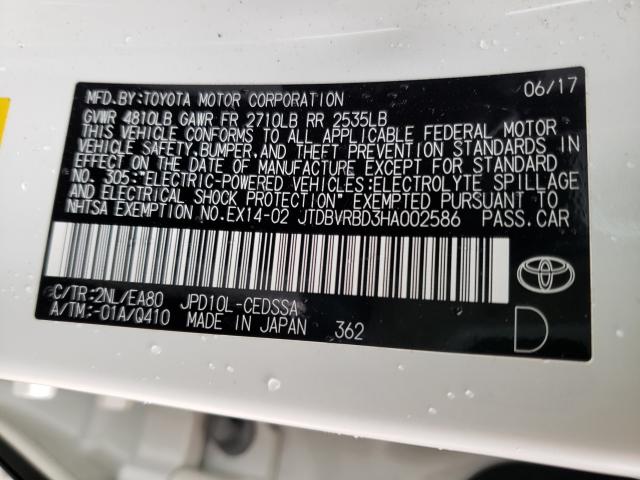 2017 TOYOTA MIRAI JTDBVRBD3HA002586