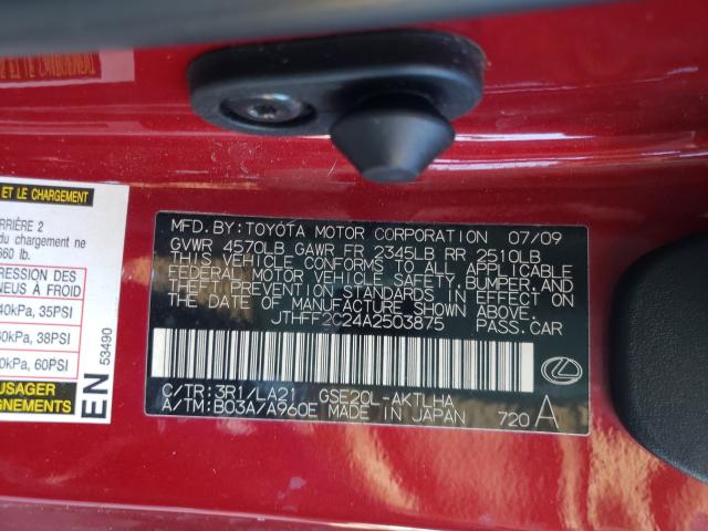 2010 LEXUS IS 250 JTHFF2C24A2503875