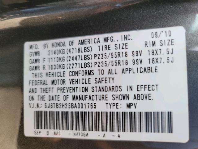 2011 ACURA RDX 5J8TB2H25BA001765