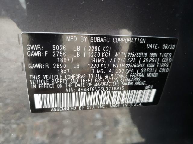 2020 SUBARU OUTBACK LI 4S4BTGND5L3216915