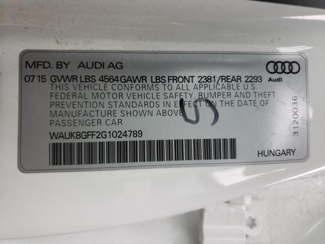 2016 AUDI A3 PRESTIG WAUK8GFF2G1024789