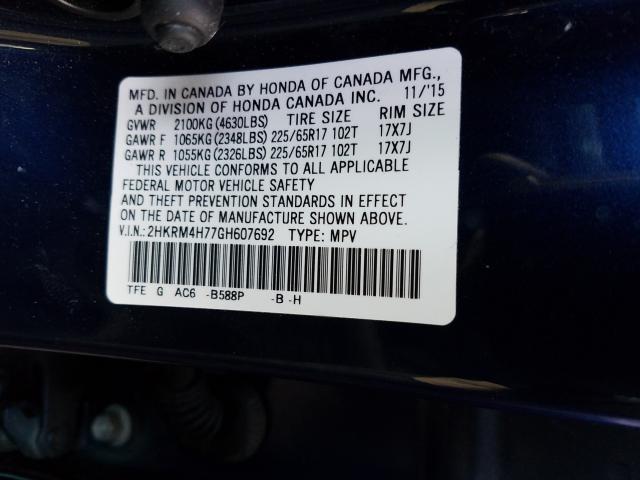 2016 HONDA CR-V EXL - 2HKRM4H77GH607692
