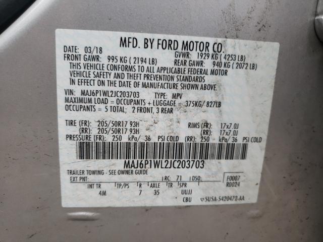 2018 FORD ECOSPORT T MAJ6P1WL2JC203703