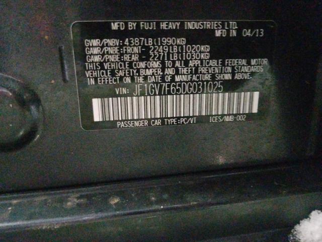 2013 SUBARU IMPREZA WR JF1GV7F65DG031025