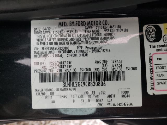 2012 LINCOLN MKZ 3LNHL2GC9CR830806