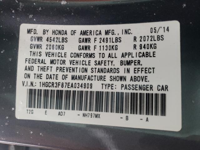 2014 HONDA ACCORD EXL 1HGCR3F87EA034909