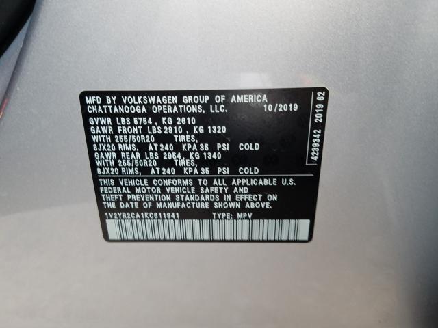 2019 VOLKSWAGEN ATLAS SE 1V2YR2CA1KC611941