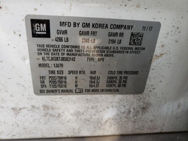 2018 CHEVROLET TRAX LS KL7CJKSB7JB583142